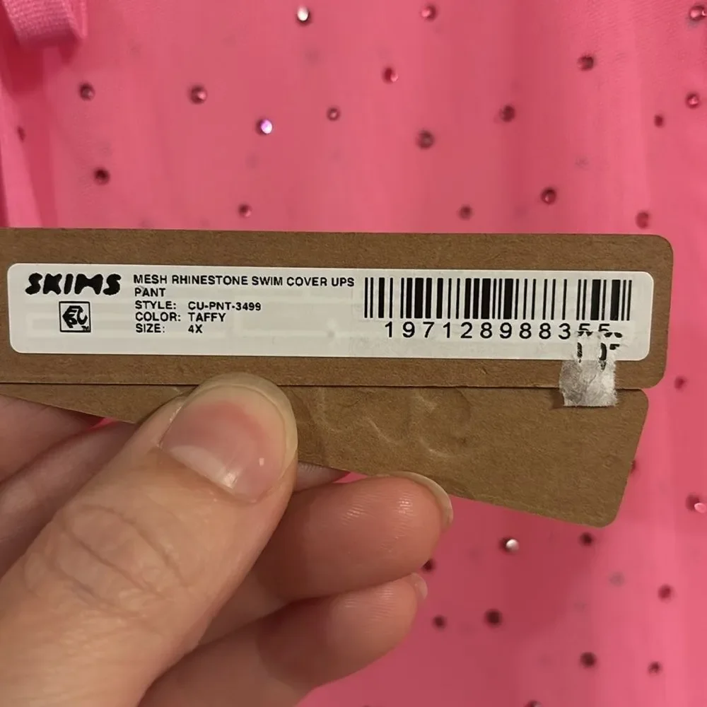 SKIMS Mesh Rhinestone Swim Cover Up in Pink NWT